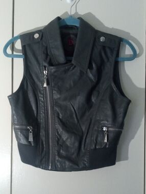Dollhouse Outerwear Faux Leather Vest Braided Details Side Front Zip Y2K Vibes S